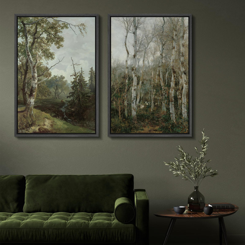 «Whimsical Wonderland Fantasy Forest», 2 pièces sur toile, H 24 po x l 32 po, Noir