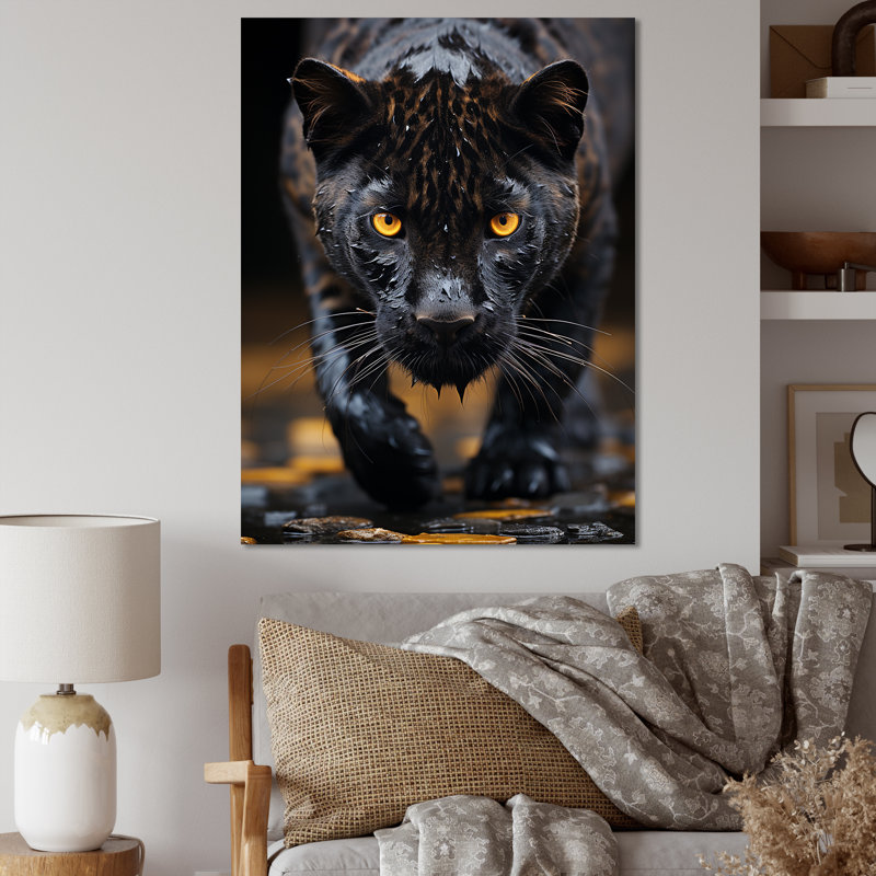 Panthère contrastante II sur toile, H 40 po x l 30 po x P 1,5 po, Toile tendue