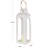 Metal Tall Arched Cutout Indoor Outdoor White Candle Lantern with Gold Handle-2068428297