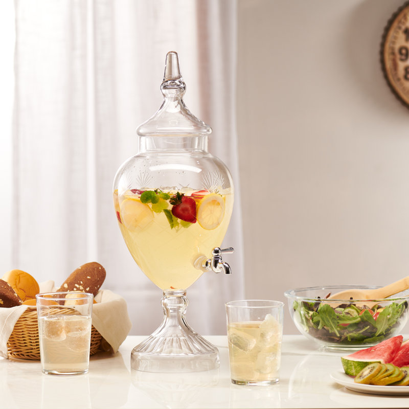 Elegant 1 Gallon Clear Glass Beverage Dispenser with Spigot