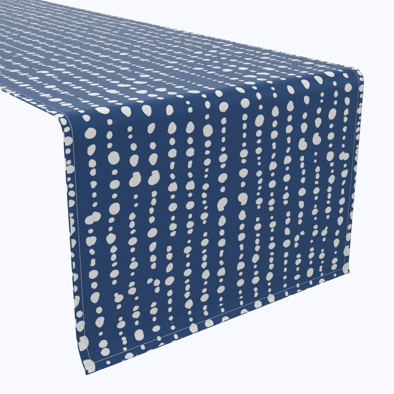 Table Runner, 100% Cotton, 16X108", Dots In Stripes, 90" L x 16" W