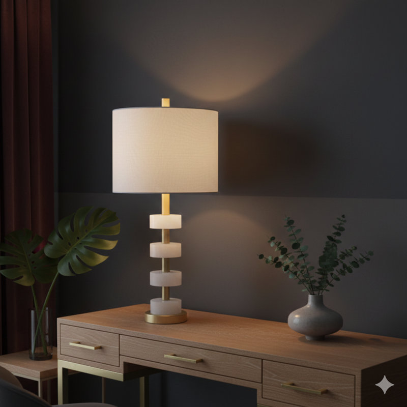 13X13x26" Marble Table Lamp