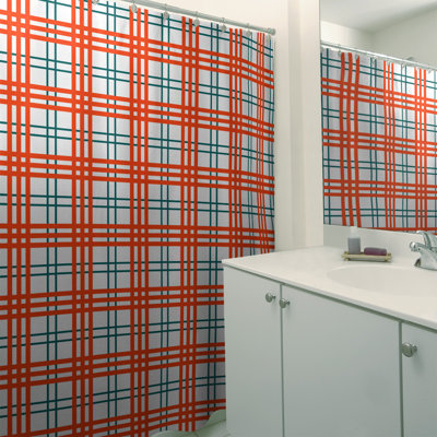 Ensemble 2 pièces de rideau de douche à carreaux Miami