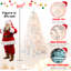 Arbre de Noël blanc 7,5 pi avec fil mémoire pré-éclairé - 450 lumières incandescentes chaudes, 1240 pointes, conception à dépliage automatique, support en métal stable, arbre de Noël artificiel en PVC-1430121044