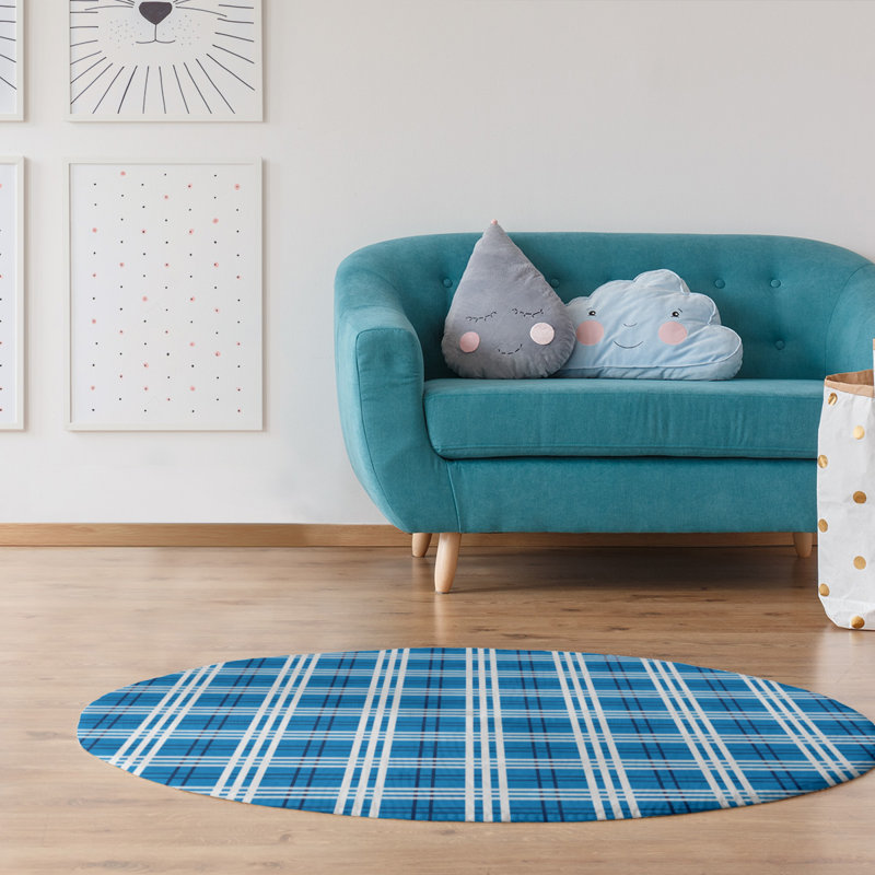 Plaid Indoor Rug, Round 5'