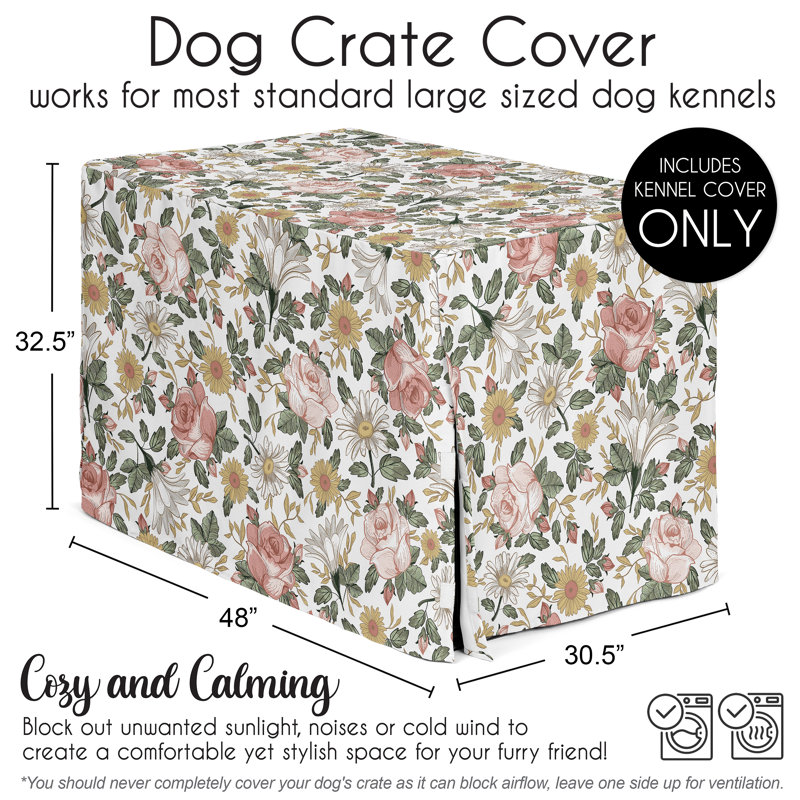 Housse de chenil pour chien Vintage Floral par Sweet Jojo Designs, H 32,5 po x l 48 po x P 30,5 po