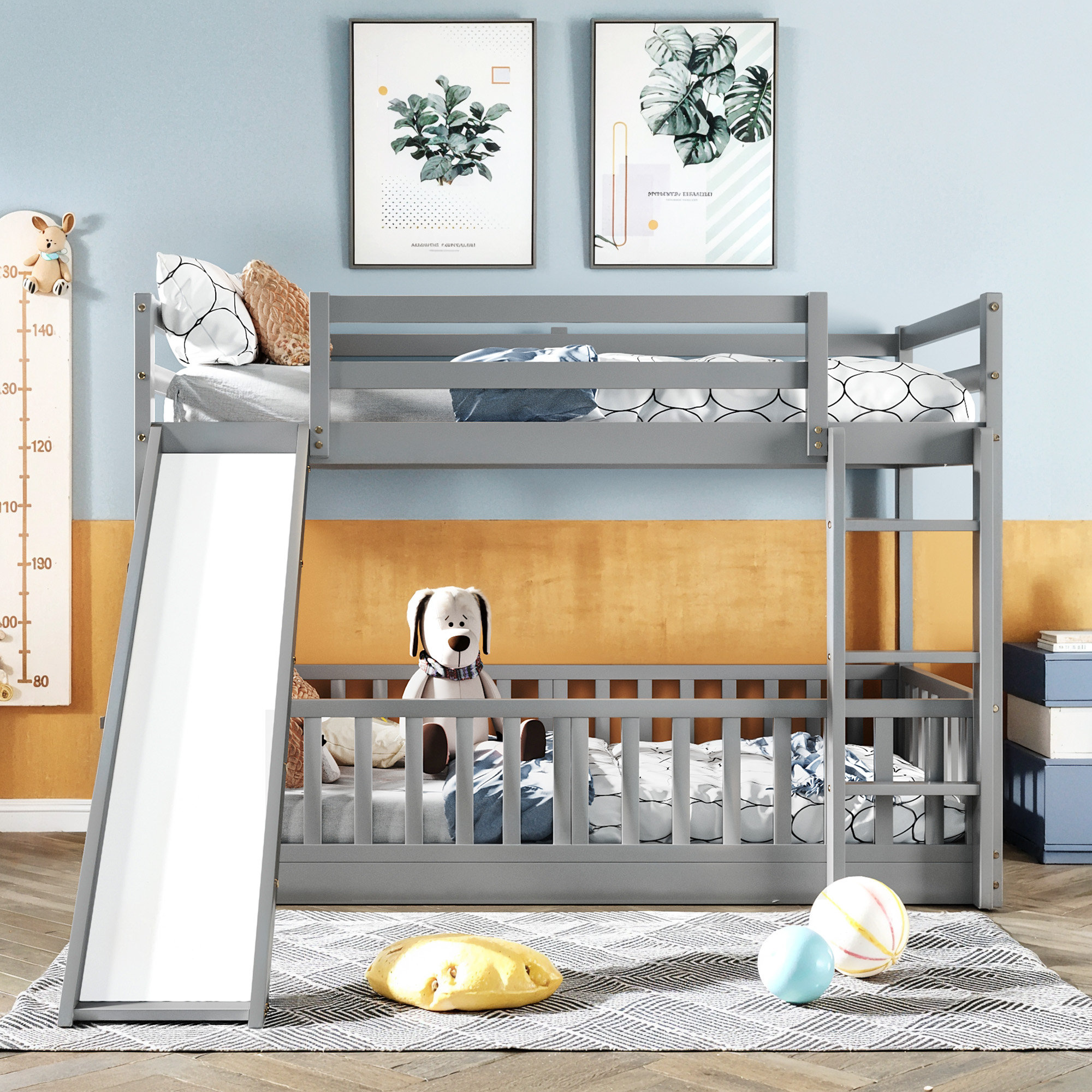 Harriet Bee Twin Bunk Bed With Slide And Ladder | Wayfair