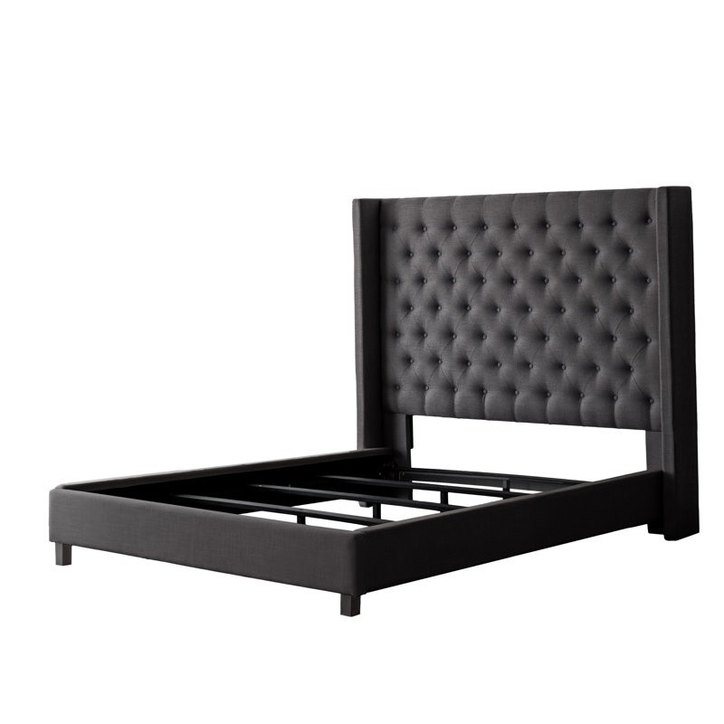 Lit tapissier capitonné standard à profil bas Alfreton, Très grand, Gris