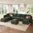 Tremee U Shaped Sectional Sofa Sleeper Sofa Couch With Storage Green-1532868429