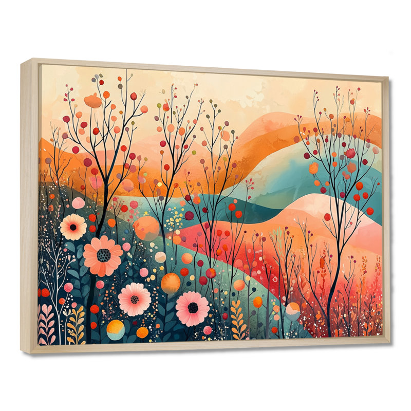 «Ingedore Pastel Colors of Desert Blossom Landscape I - Abstract Botanicals», art mural, Impression encadrée flottante