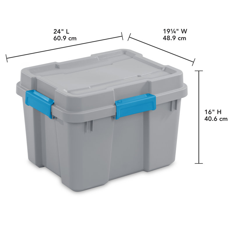 Sterilite 20 Gal Gasket Tote, Stack Storage Latch Lid Bins, Tight Seal Container, Organize Basement