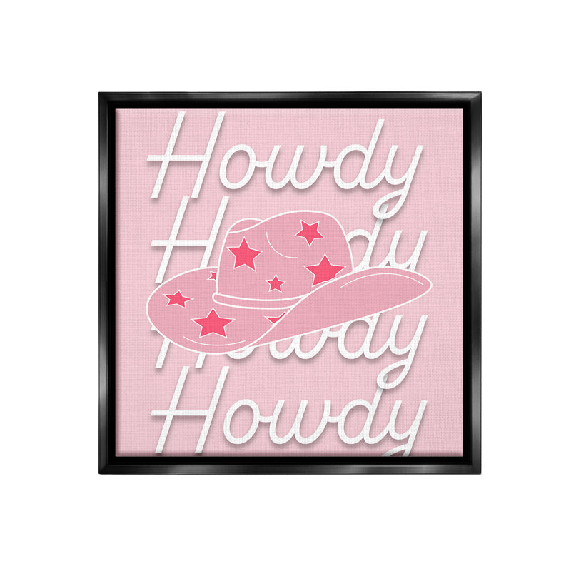 «Soft Pink Howdy Motif Floater Frame» par Corrine Rose Design sur, Cadre flottant noir de jais, H 25 po x l 25 po