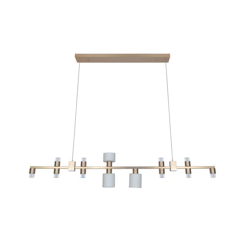 Lustre 13 lumières DEL en laiton avec abat-jour en verre, Laiton