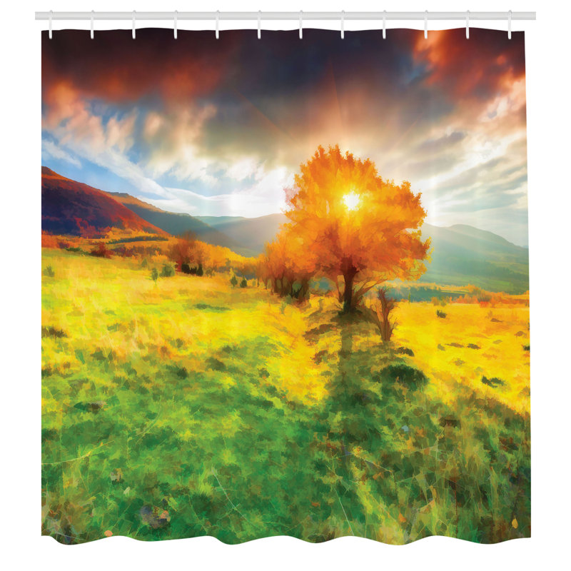 Dakota Fields Landscape Shower Curtain Fall Season, 75" H x 69" W