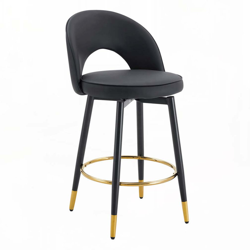 Ensemble de tabourets de bar pivotants en similicuir rembourrés avec dossier, Noir / noir; or