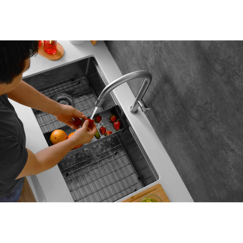 Catania Modern Single Handle Kitchen Faucet, Nickel brossé