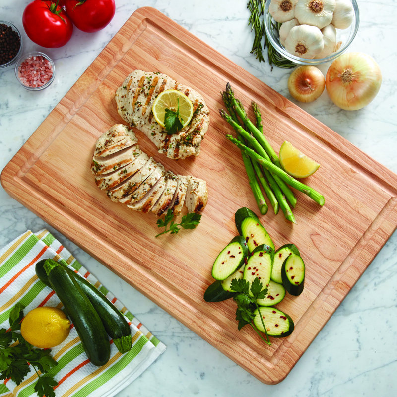 Farberware Rubberwood Cutting Board with Trench