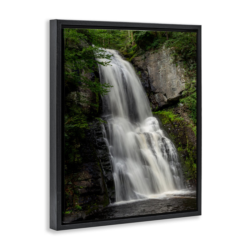Cadre flottant Lush Waterfall Flow, design par Jeff Poe, Cadre flottant noir de jais, H 21 po x l 17 po
