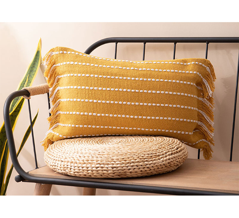Striped Cotton Throw Pillow, Pillow Cover Only - No Insert, White