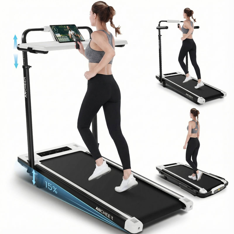 Tapis roulant pliable Himimi, inclinaison de 7 %, capacité de 136 kg, moteur de 3,5 CV et guidon pour la maison et le bureau