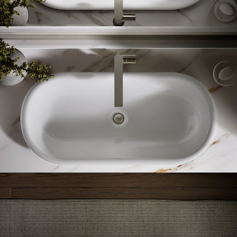 Iron Plains® Metal Oval Dual Mount Bathroom Sink with Overflow, White