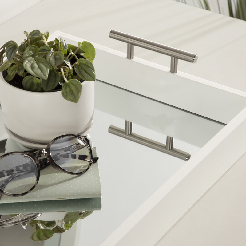 Norvan Manufactured Wood Decorative Tray , White/Silver