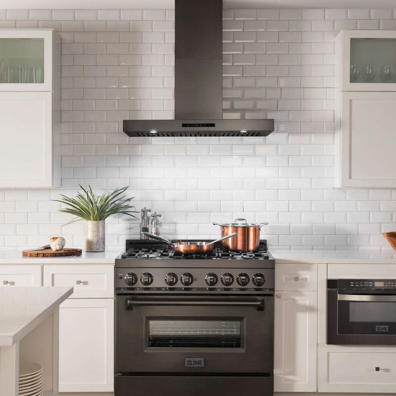 30" KE 400 CFM Convertible Wall Mount Range Hood, Black Stainless Steel
