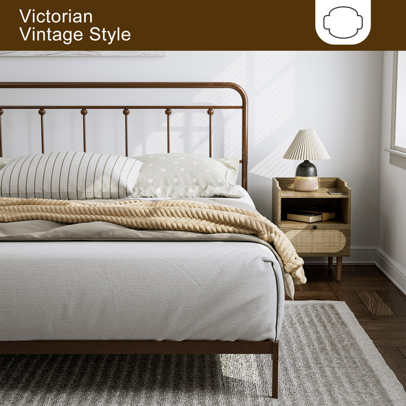 Brown Metal King Size Farmhouse Victorian Headboard