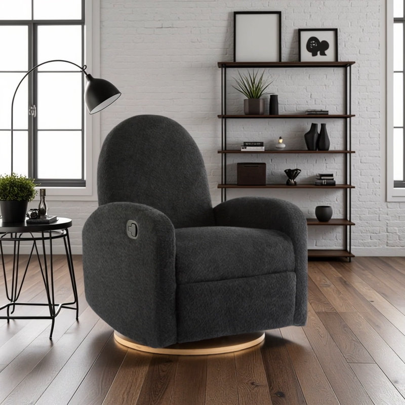 360 Swivel and Glider Recliner Chair-Black, Black
