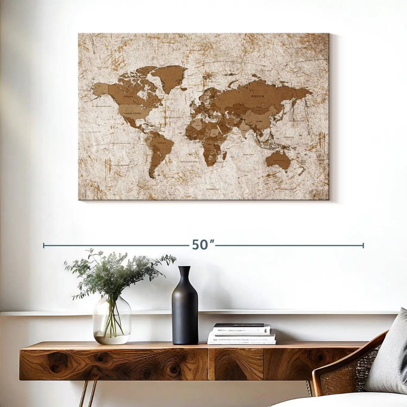 Keiri Aged World Map XIV, 26" H x 39" W