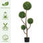 Topiaire de buis artificiel 4 pi en pot, grande plante artificielle verte avec 4 boules sphériques, faux arbuste résistant aux rayons UV pour la décoration de jardin