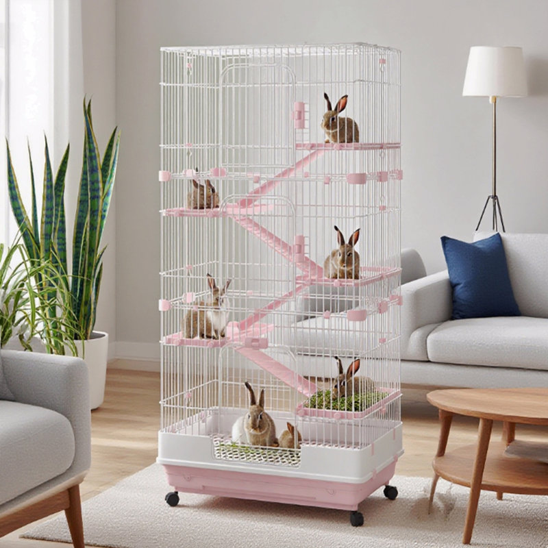 Cage à lapin avec roues verrouillables universelles