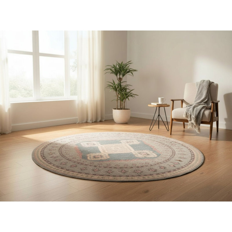 Round Chenille Flatweave 180cm X 180cm Area Rug
