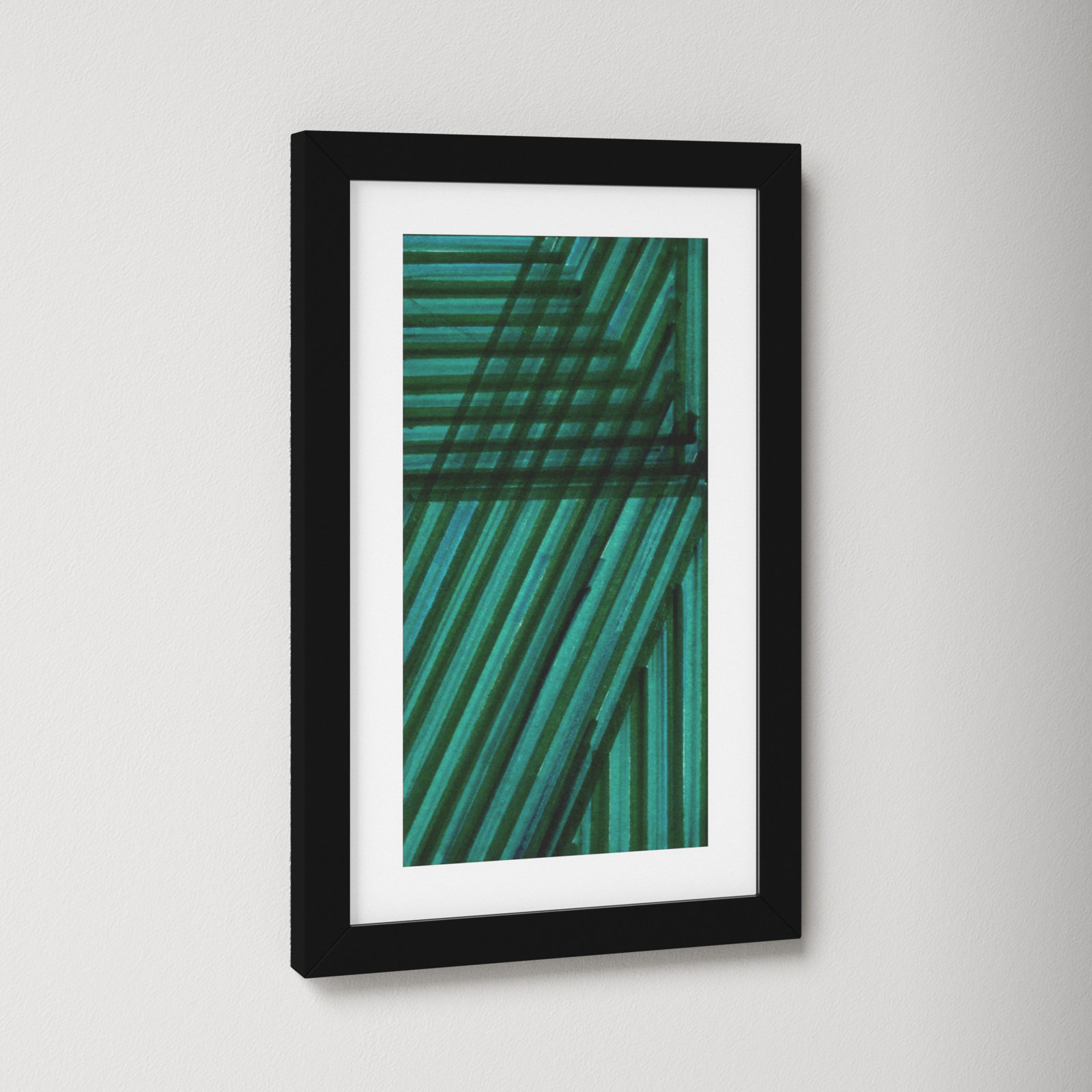 Verona "Line Study Blue" Print, Black Framed Paper, 14.12" H x 9.12" W x 0.88" D