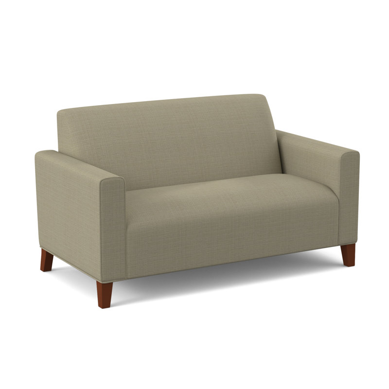 Kailum 69"" Custom Upholstered Square Arm Sofa, Kanji Putty Performance Basketweave