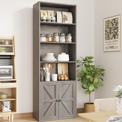 6 Tier 71.5"H x 22.7"W Wooden Storage Bookcase with Door Cabinets by Gracie Oaks