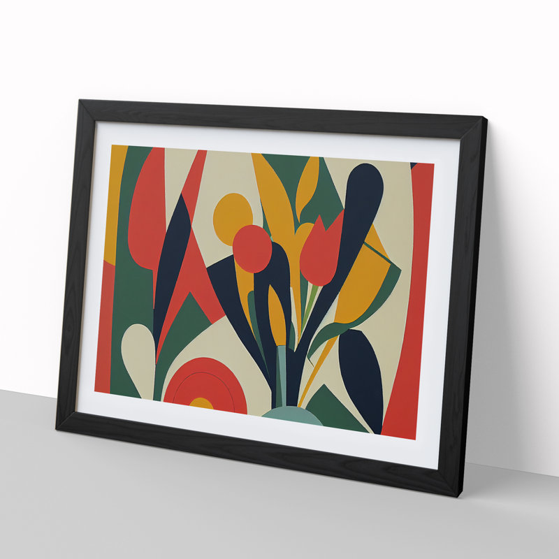 Timeless Abstract Flowers - Single Picture Frame Print, Black Framed, 25cm H x 34cm W x 2cm D