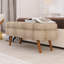 Banc de rangement ovale avec pieds en bois-114728471
