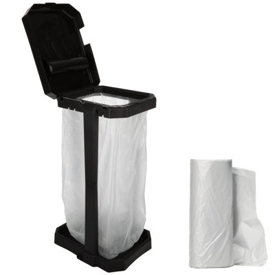 Portable Trash Bag Holder Stand with 7 Bags - Collapsible Trash Can Camping, RV, Kitchen, or Tailgate Party Garbage Bag Holder - Indoor or Outdoor Pop Up Trash Cans for Parties by Wakeman