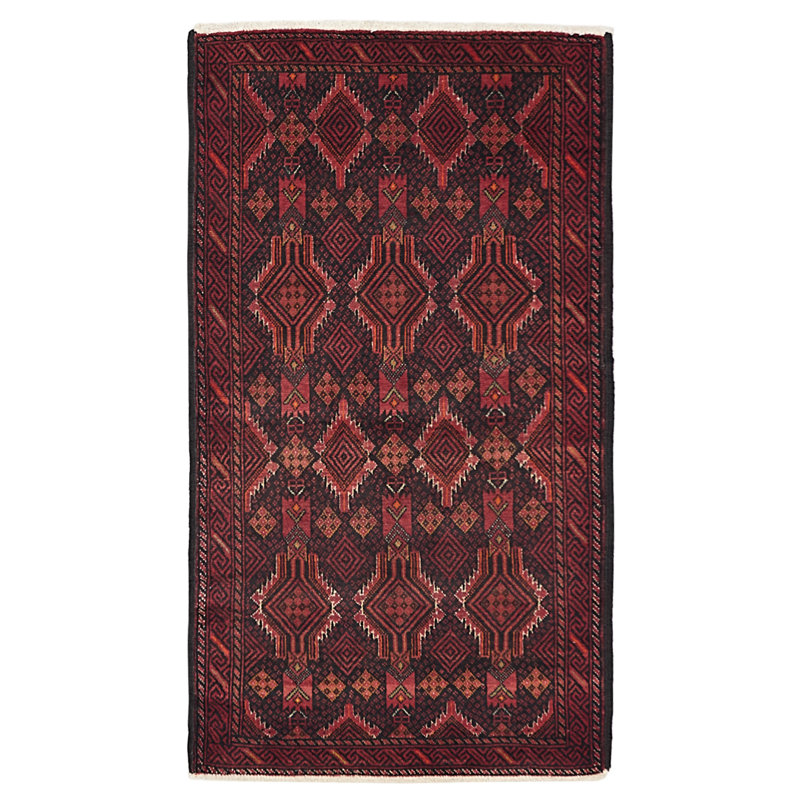 Tapis noir Baluch 3 pi 2 po x 5 pi 10 po