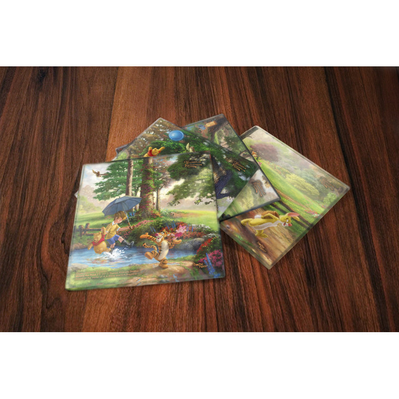 4 Piece Disney Winnie the Pooh Glass Coaster Set