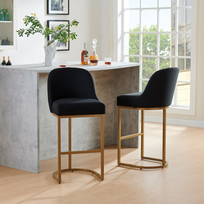 Tabouret de baril avec siège en lin et base en métal