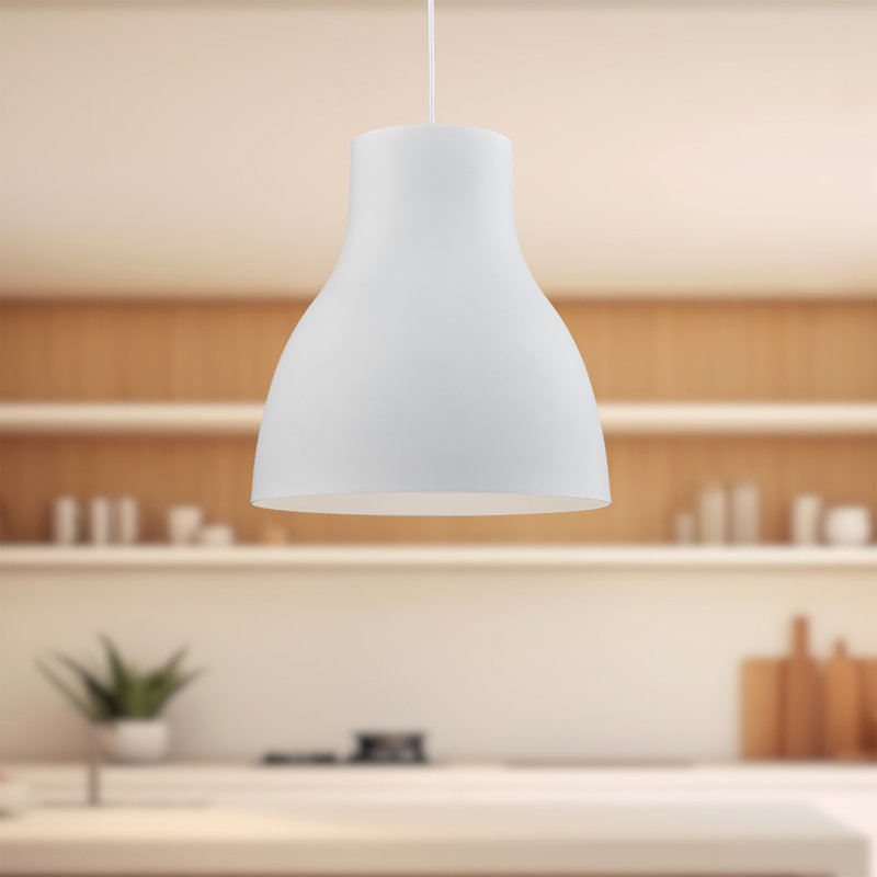 Luminaire suspendu conique à 1 lumière Cradle, Blanc, H 16,5 po x l 16 po x P 16 po