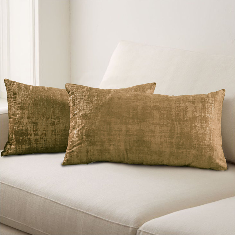 Housse de coussin rectangulaire en velours texturé, Brun tabac
