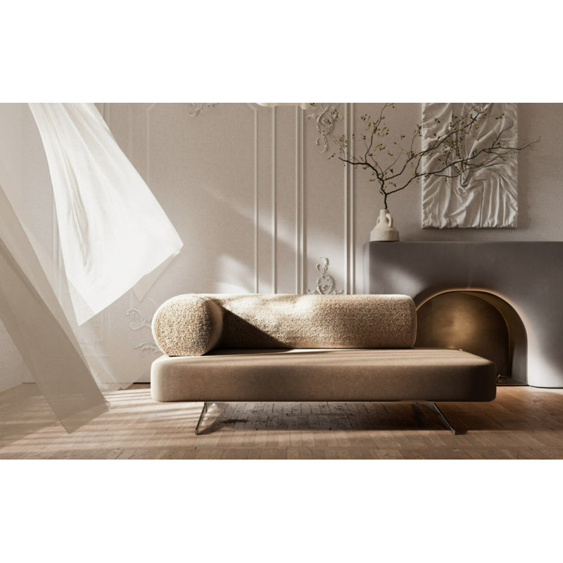 Carmel 2 Seater Velvet Sofa, 67cm H x 180cm W x 80cm D, Beige