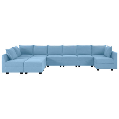 Canapé modulaire convertible en U à 9 places avec 2 repose-pieds Lolah