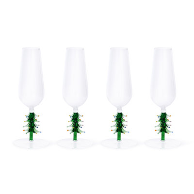 Leihlani Glass Champagne Flutes - Holiday Stemware, Set of 4