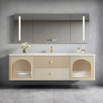 Armoire de salle de bain légère de luxe de style crème