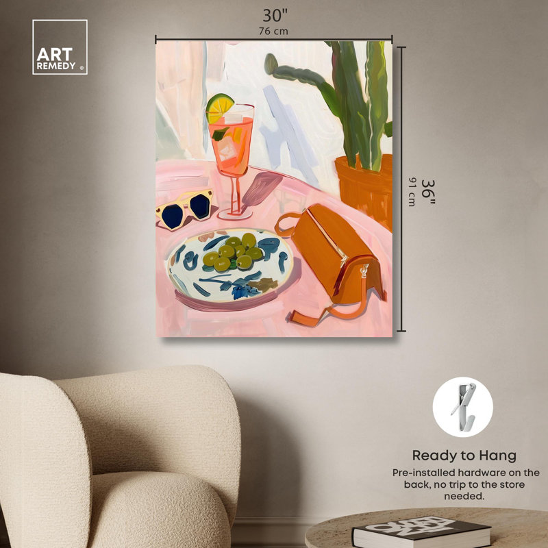 Après-midi casse-croûte, plage, art côtier par Art Remedy, Toile tendue, H 36 po x l 30 po x P 1,5 po