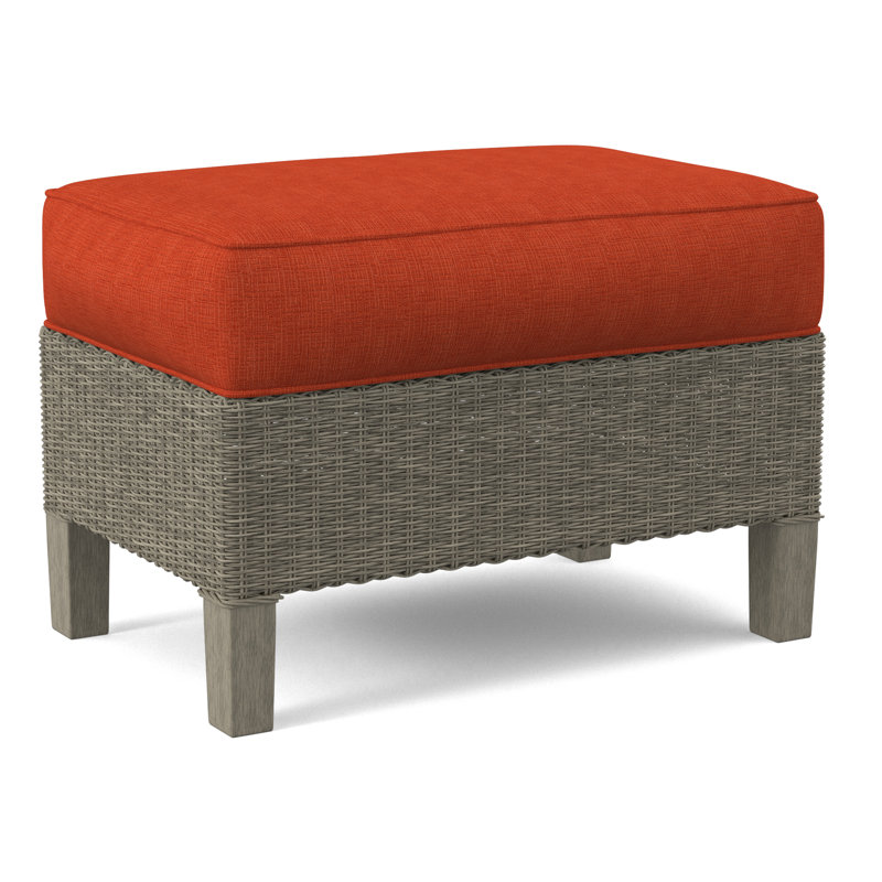 Gibraltar Ottoman, Stone Hearth, Light Blue Performance Fabric; 0851-55